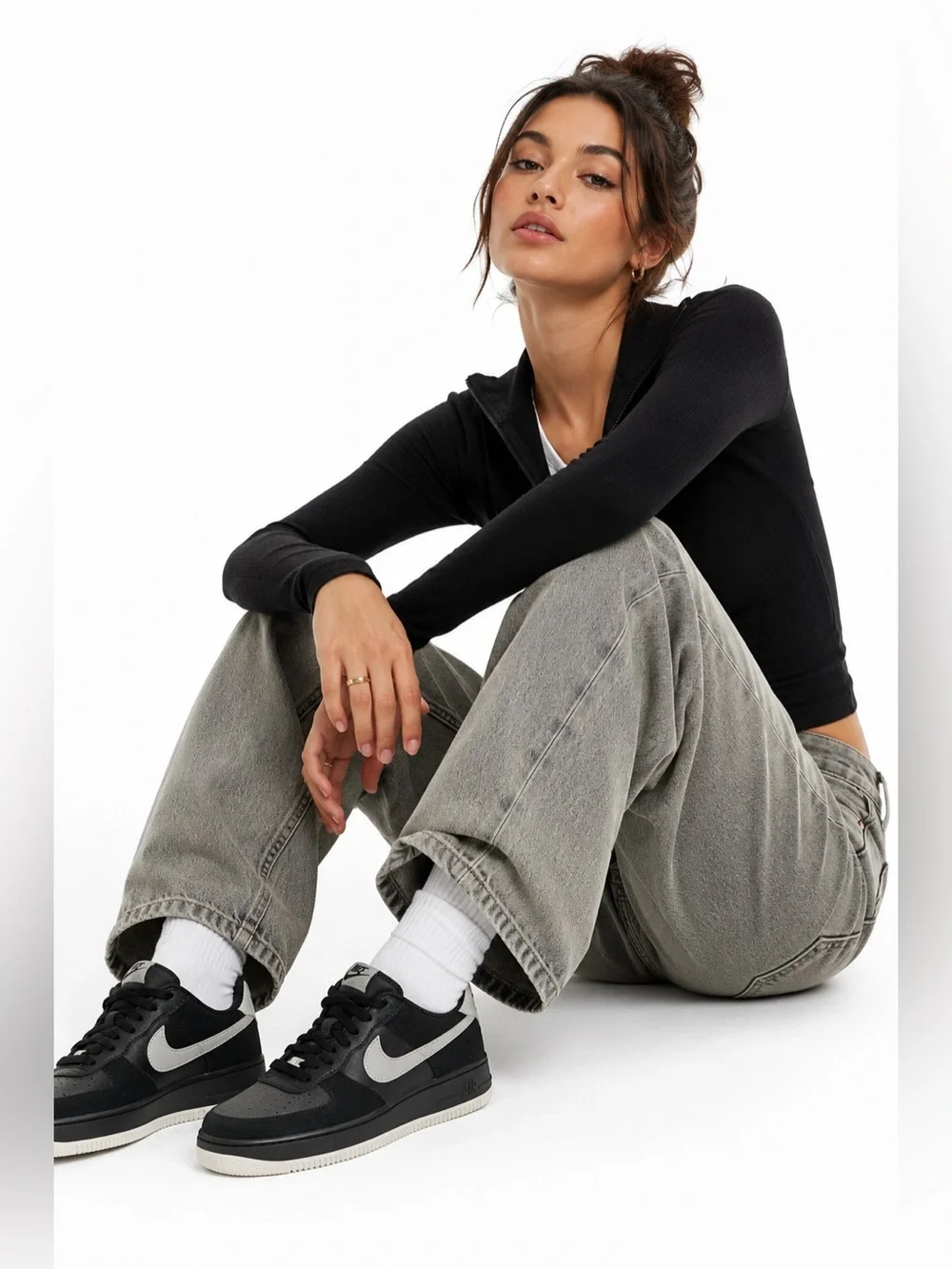 Nike | Air Force 1 Black And Bone Low-Top Sneakers Size 6.5Y